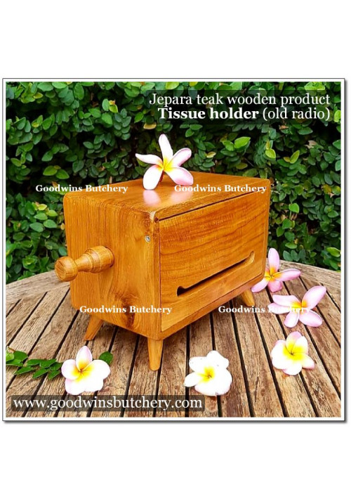 Jepara teakwood TISSUE HOLDER BOX OLD RADIO DESIGN tempat tissue kayu jati 25x14x15cm +/- 1.3kg